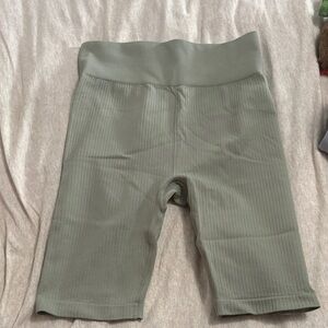 Olive Green Ribbed biker shorts